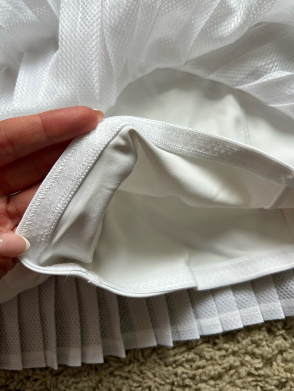 Athleta White Pleated Skirt with Black Waistband - Picture 7 of 7